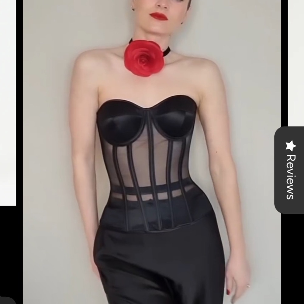 Elegant Black Sheer Bustier Top